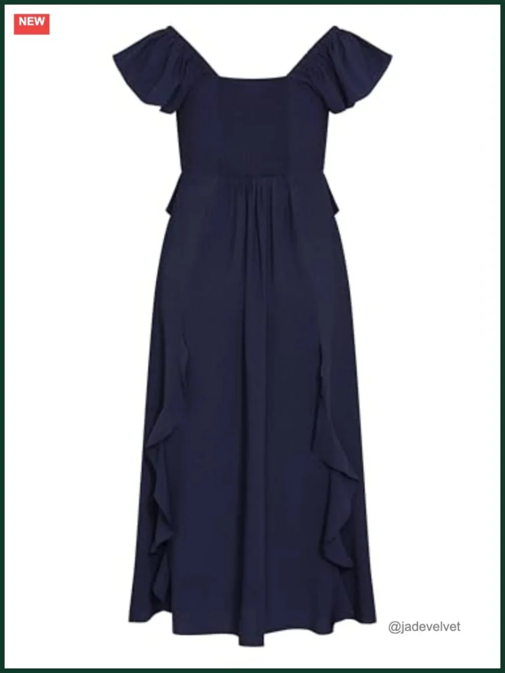Plus Size Maxi Dress Ruffle V-Neck Flutter Sleeve Shirred Back Formal